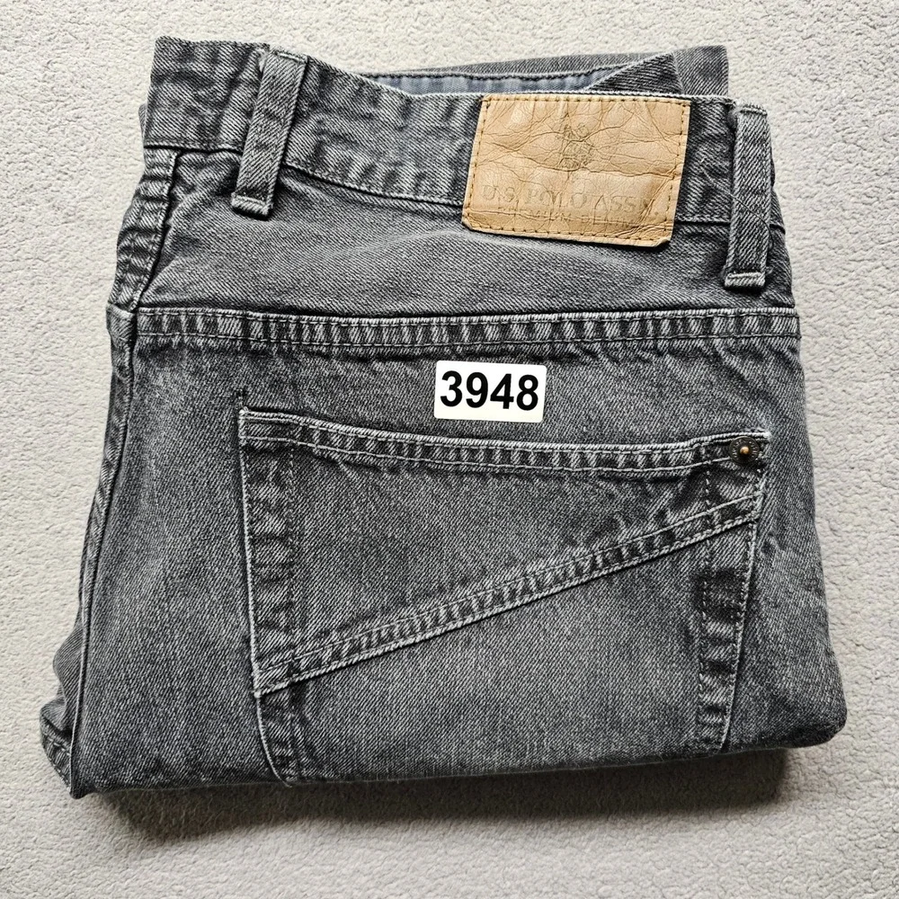 US Polo Assn Premium Denim Jeans Mens 33x30 Gray Straight Leg Faded Casual